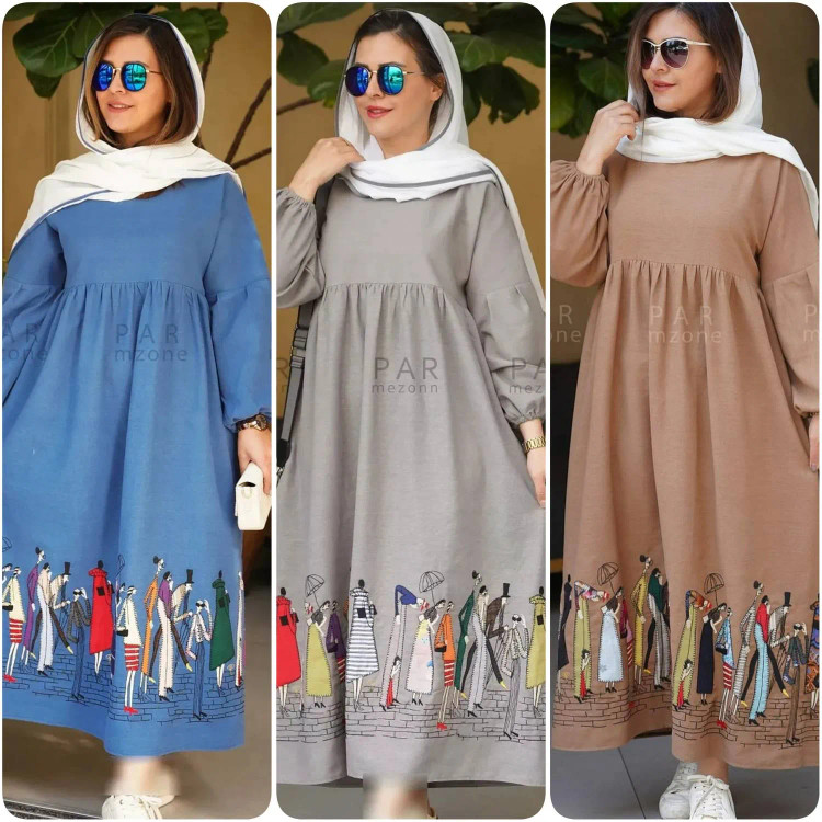 لباس ساحلی زنانه لنین طرح آدمکی کمربنددار سایز فری سبز و خردلی