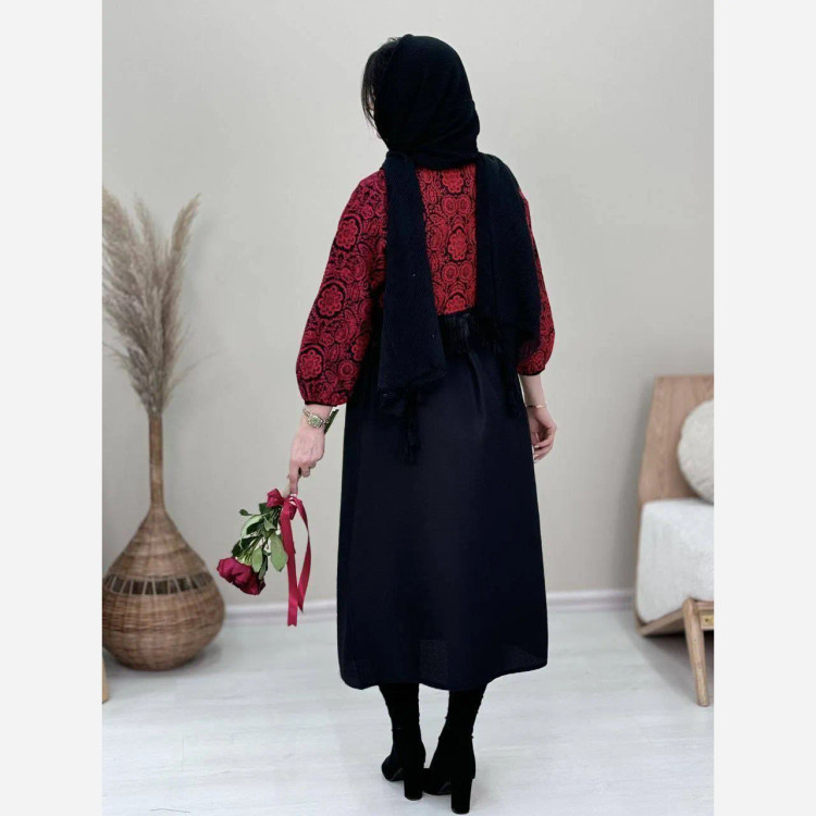 ست سه تیکه کت و سارافن و کمربند نارگل جنس تافته و کرپ اندونزی سایز فری سایز