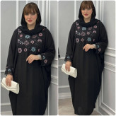 عبا مجلسی زنانه مدل شکوفه جنس الیزه رنگ مشکی سایز فری 38 تا 52