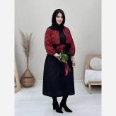 ست سه تیکه کت و سارافن و کمربند نارگل جنس تافته و کرپ اندونزی سایز فری سایز