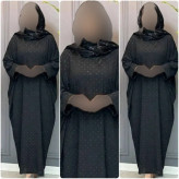 عبا زنانه مدل عبایی نگین دار جنس الیزه رنگ مشکی سایز فری سایز