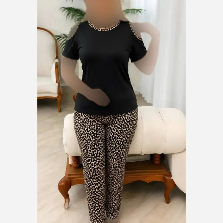 ست تیشرت و شلوار ویسکوز کش پرنس سایز فری 38 تا 48
