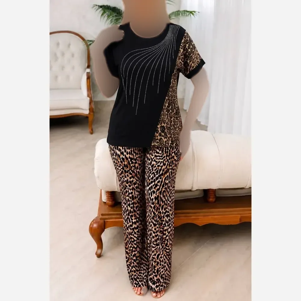 ست بلوز و شلوار زنانه قواره دار ویسکو الیزه فول کش سایز 38 تا 50