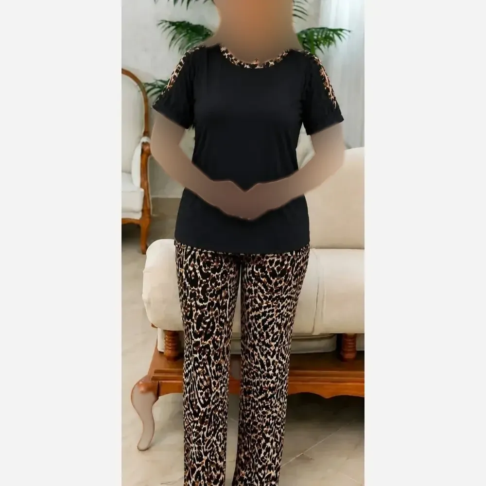 ست تیشرت و شلوار ویسکوز کش پرنس سایز فری 38 تا 48