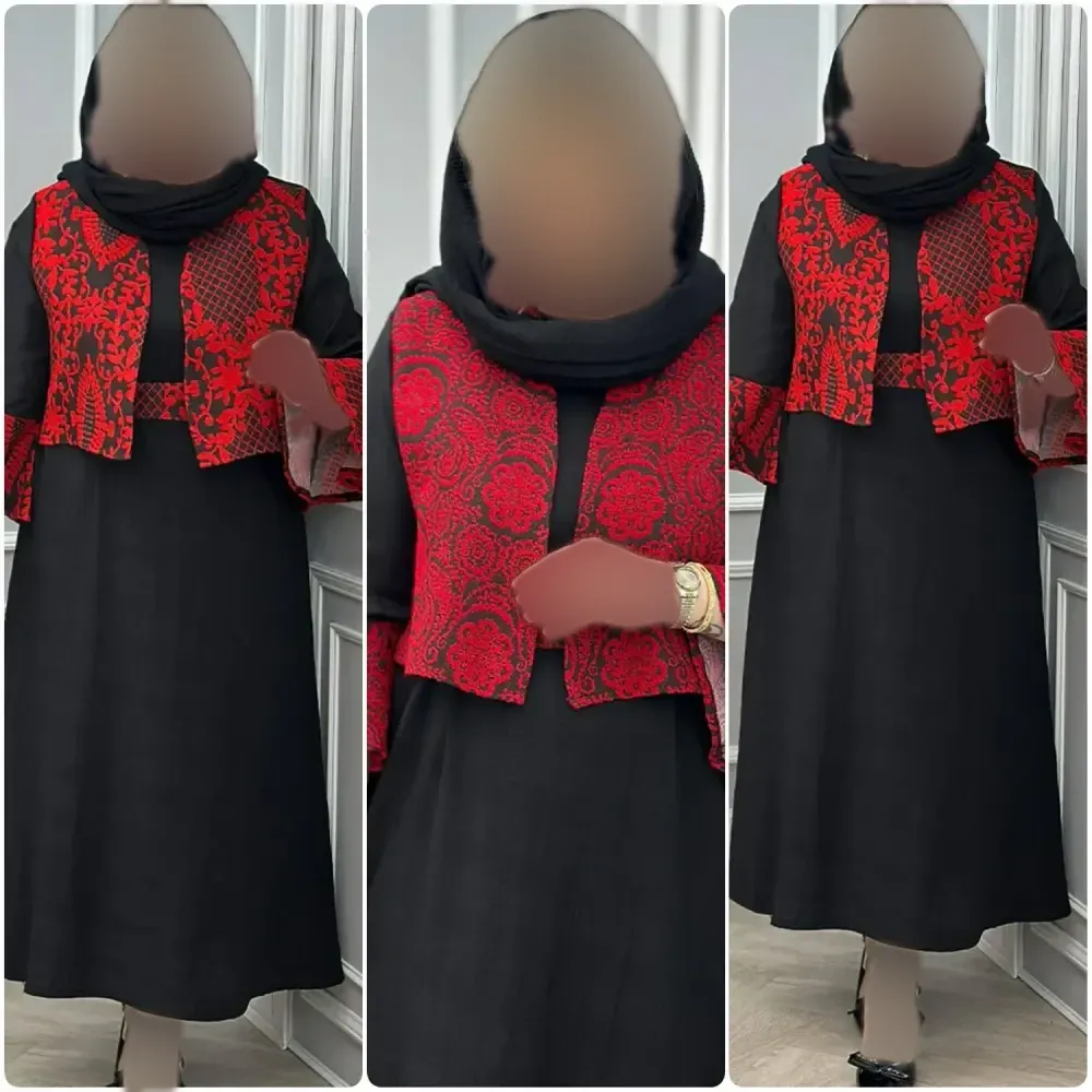 ست سه تیکه کت و سارافن و کمربند جنس کت تافته سارافن ژاکارد فری سایز 38 تا 48