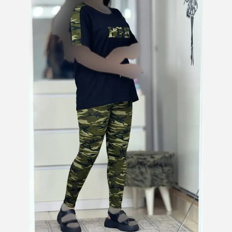 ست تیشرت و شلوار زنانه مدل HOME جنس اسپان کشی فری سایز