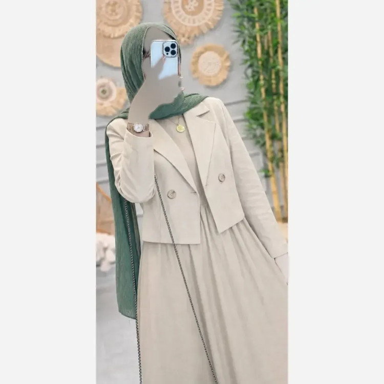کت و سارافن زنانه لنین رامونا سایز 38 تا 46 رنگ کرم و سبز