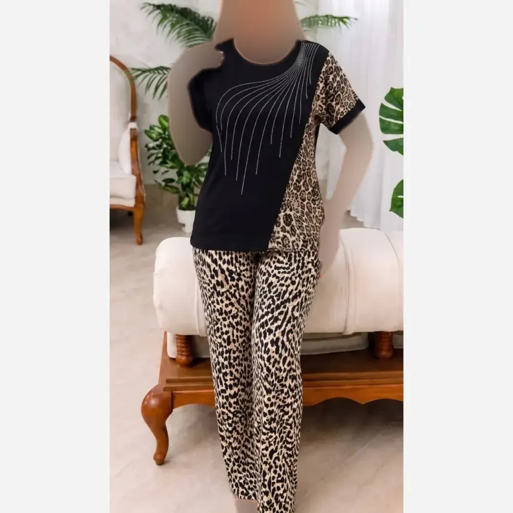 ست بلوز و شلوار زنانه قواره دار ویسکو الیزه فول کش سایز بزرگ فری سایز