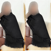شال پلیسه لبه توری مشکی و نسکافه ای تیره مجلسی سایز آزاد