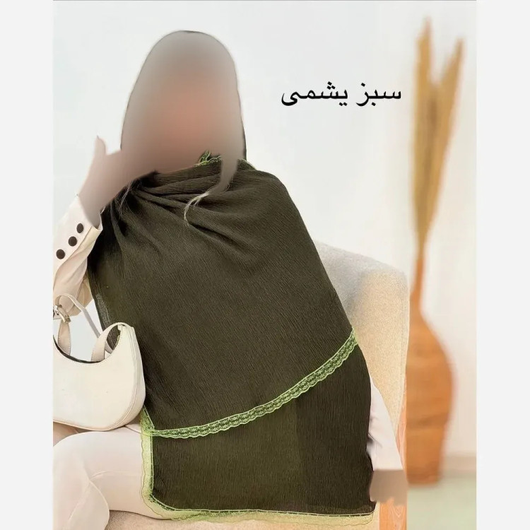 شال پلیسه لبه توری مشکی و نسکافه ای تیره مجلسی سایز آزاد