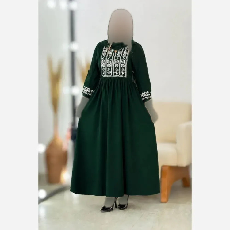 پیراهن نخی زنانه مدل گندم خنک و سبک سایز فری