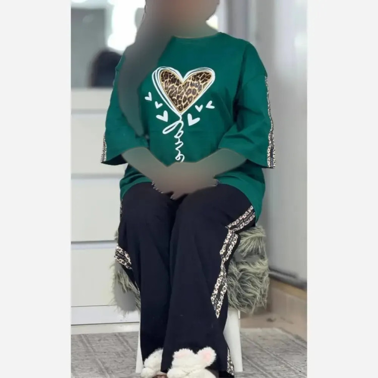 ست تیشرت و شلوار پنبه زنانه مدل بلوبری فری سایز
