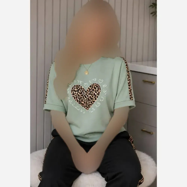 ست تیشرت و شلوار پنبه زنانه مدل بلوبری فری سایز