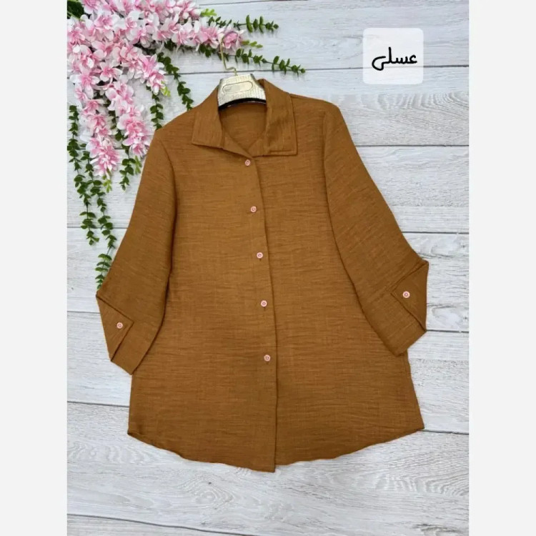 شومیز زنانه تابستونی جنس شانتون آستین سه ربعه رنگی سایز یک و دو