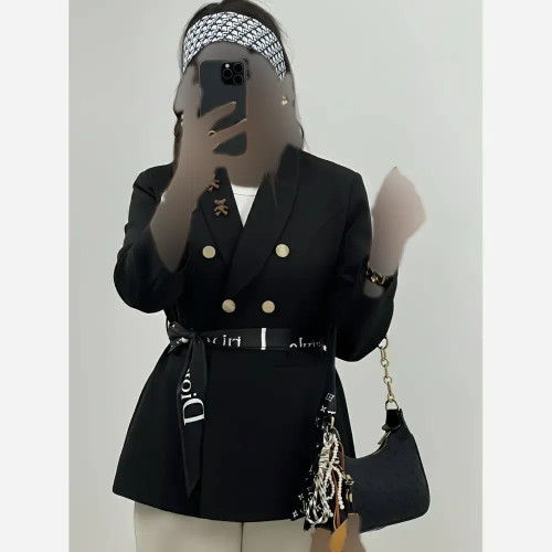 کت تک زنانه مازراتی کمربنددار مدل شاینی