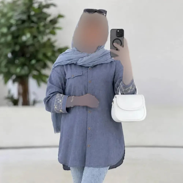 مانتو مچ گلدوزی سانیا جنس شانتون قد 90