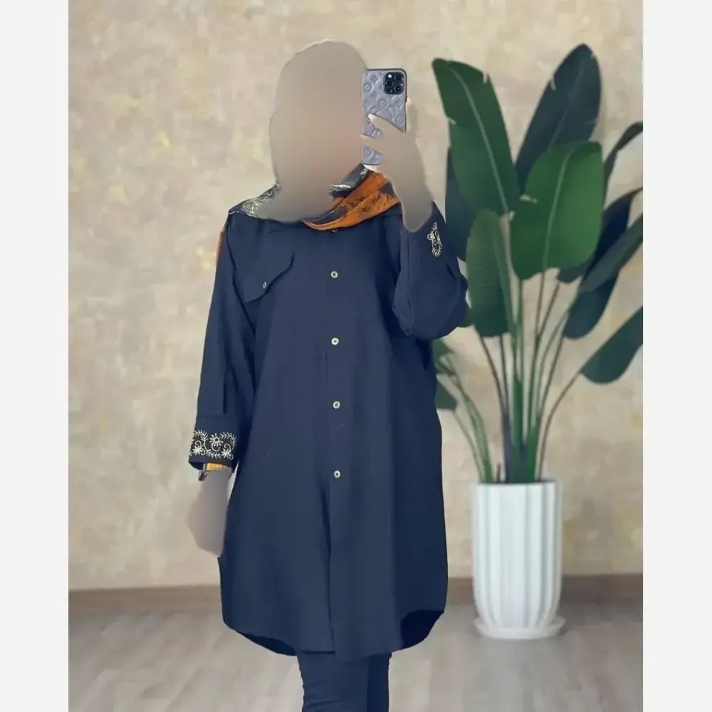 مانتو مچ گلدوزی سانیا جنس شانتون قد 90