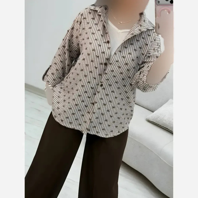 شومیز پنبه زارا شاین دار رنگین فری سایز