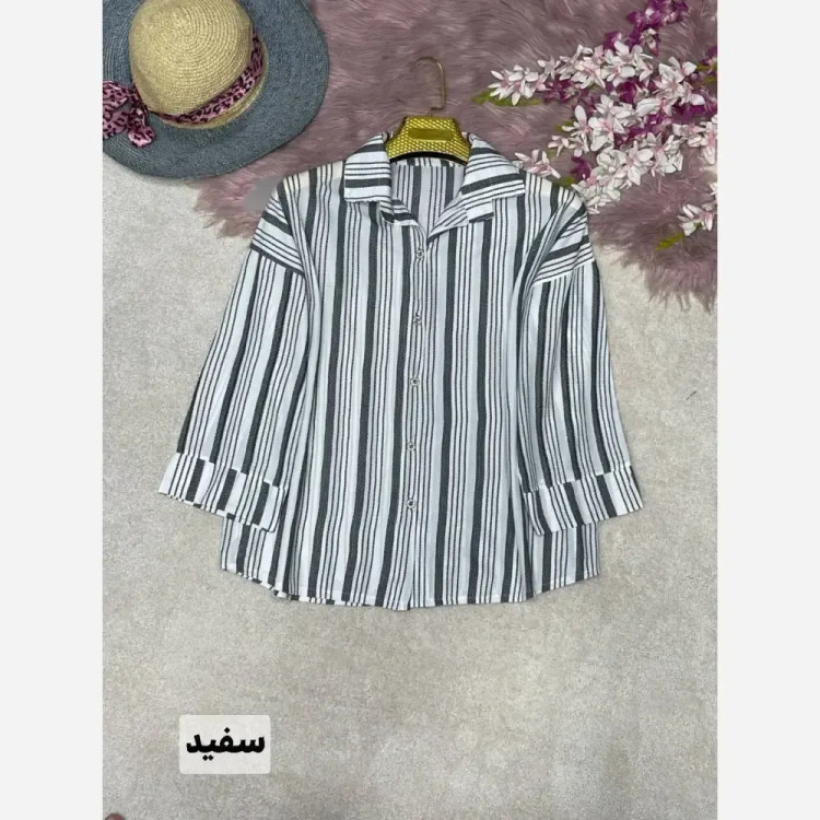 شومیز پانچ زنانه جنس مراکشی زنبوری سفید فری سایز