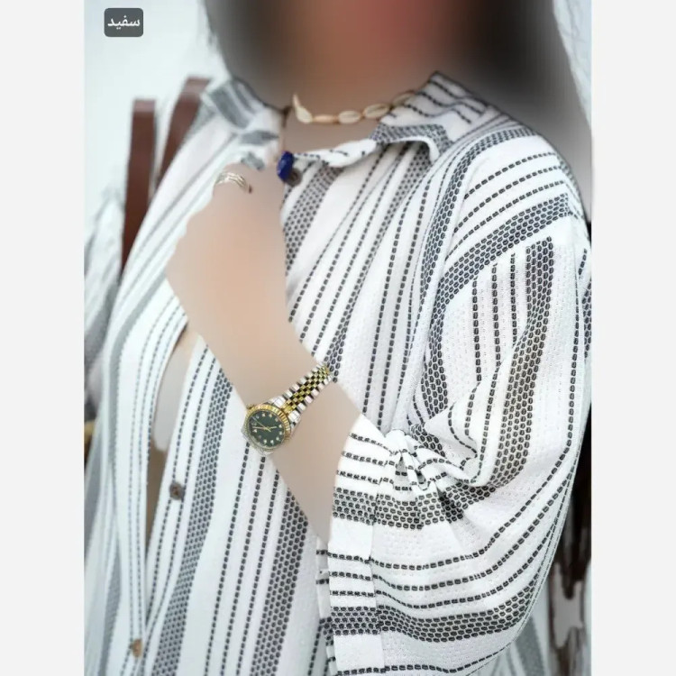 شومیز پانچ زنانه جنس مراکشی زنبوری سفید فری سایز