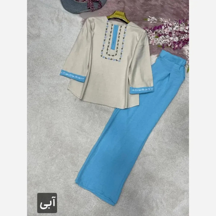 ست شومیز و شلوار گلدوزی لنین و صوفیا فری سایز