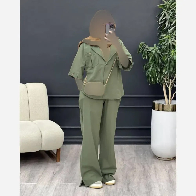 ست اسپرت زنانه لنینت مدل شاواز رنگ مشکی شکلاتی سبز سایز فری 38 تا 46