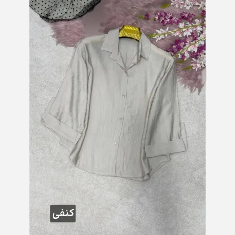 شومیز آستین پاگن دار ژیلا جنس الیسه شیشهای سایز فری 38 تا 46