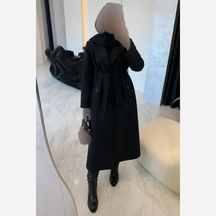 کت بلند زنانه فاستونی پلاس رنگ مشکی سایز فری سایز 40 تا 48 مدل صبا