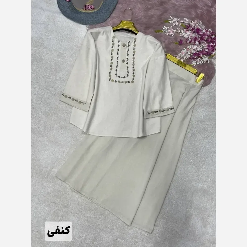 ست شومیز دامن لنین و شانتون زنانه فری سایز