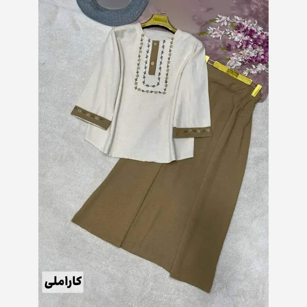 ست شومیز دامن لنین و شانتون زنانه فری سایز