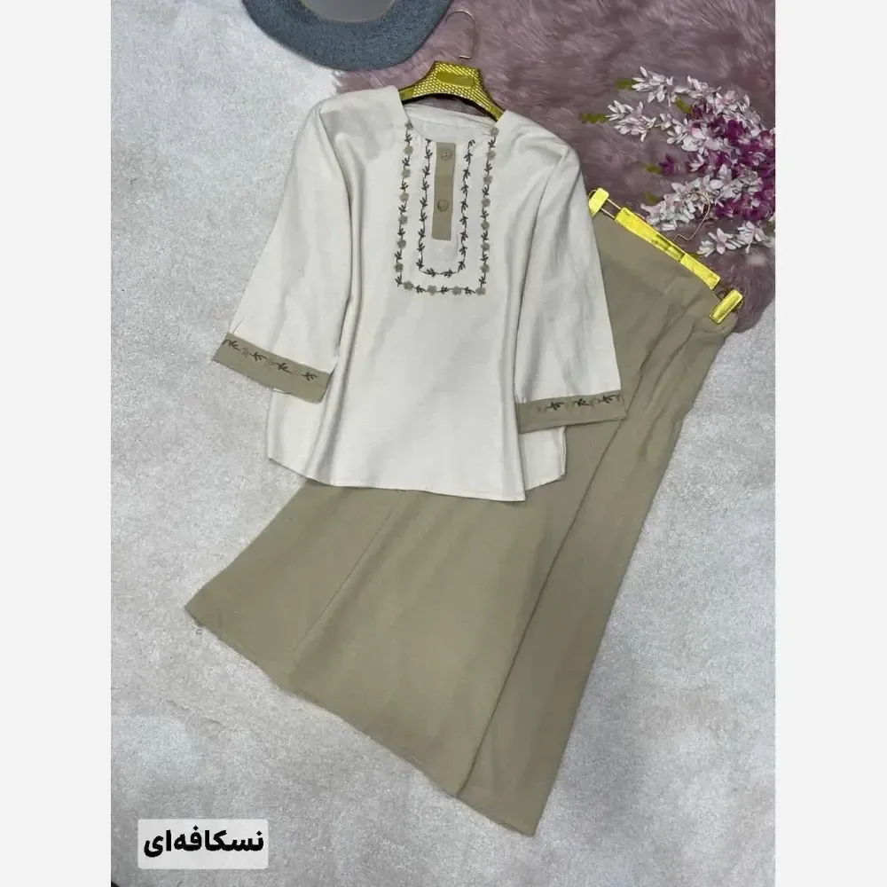 ست شومیز دامن لنین و شانتون زنانه فری سایز