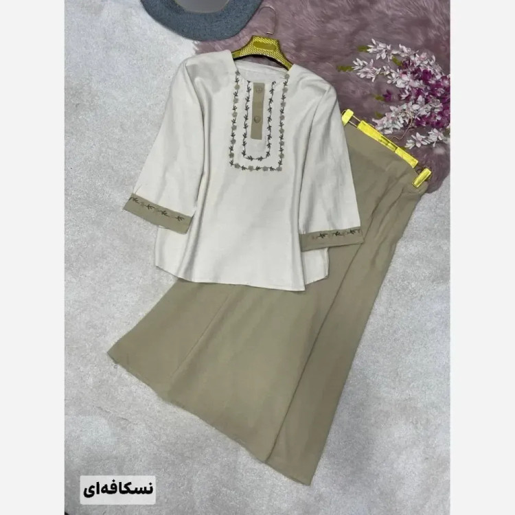 ست شومیز دامن لنین و شانتون زنانه فری سایز