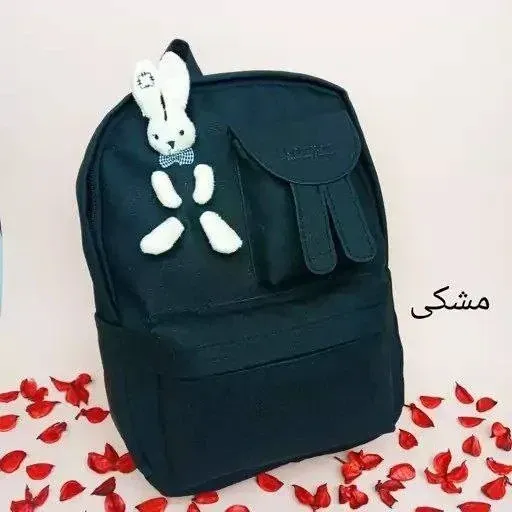 کوله پشتی ملوسک جنس چرم خیس رنگ مشکی سایز 35 در 40 سانت