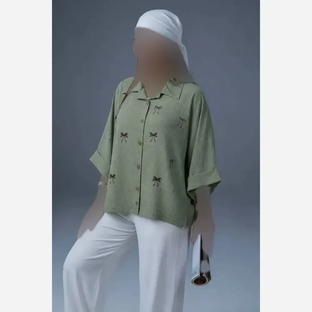 شومیز گلدوزی میرا جنس شانتون سایز فری 38 تا 46