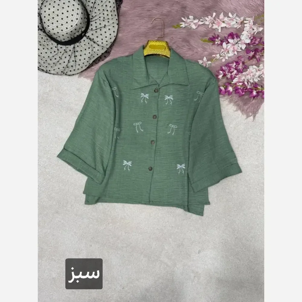 شومیز گلدوزی میرا جنس شانتون سایز فری 38 تا 46