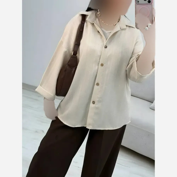 شومیز زنانه نگینی ستاره جنس کوک دوزی نگین کوبی فری سایز 38 تا 46