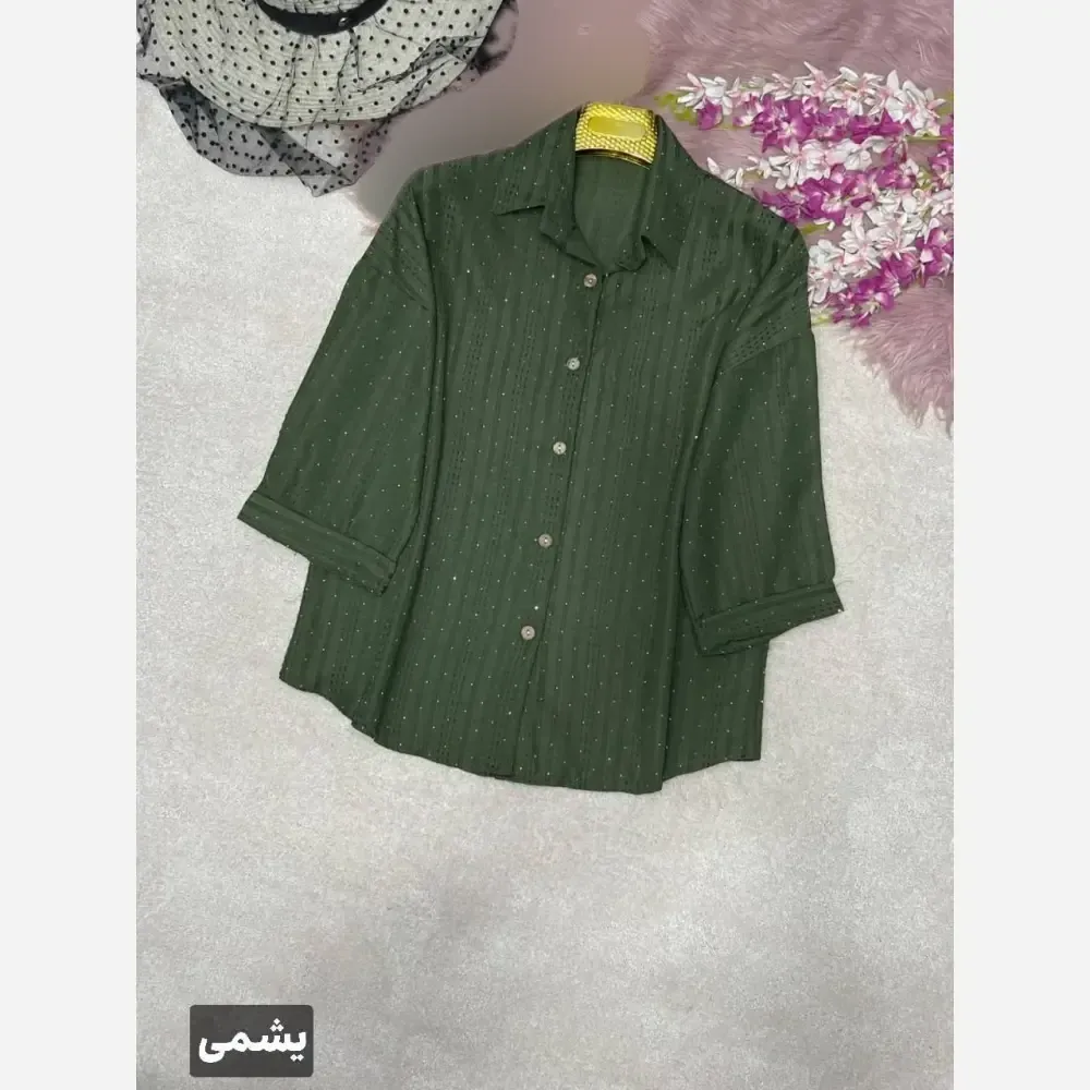 شومیز زنانه نگینی ستاره جنس کوک دوزی نگین کوبی فری سایز 38 تا 46
