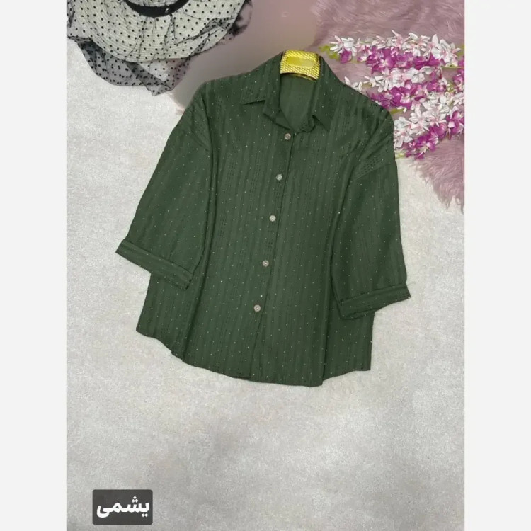 شومیز زنانه نگینی ستاره جنس کوک دوزی نگین کوبی فری سایز 38 تا 46