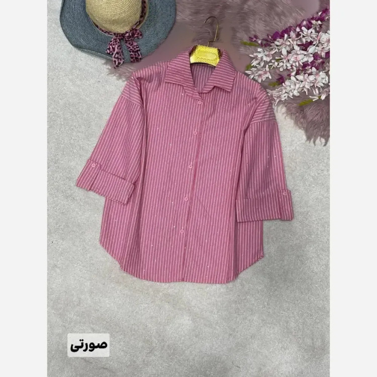 شومیز راه راه لنین نگین کوبی شده گیسا فری سایز