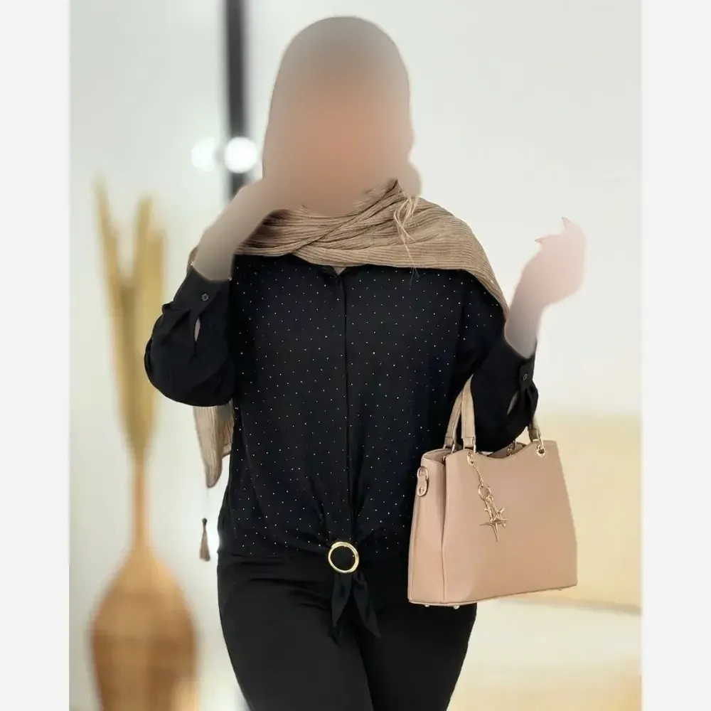 شومیز مجلسی نغمه الیزه نگین کاری مشکی فری سایز