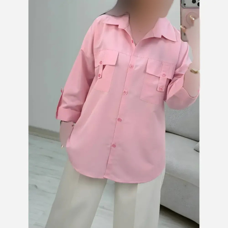 شومیز جیب صلیبی زنانه جنس پری خنک و سبک سایز فری 38 تا 48