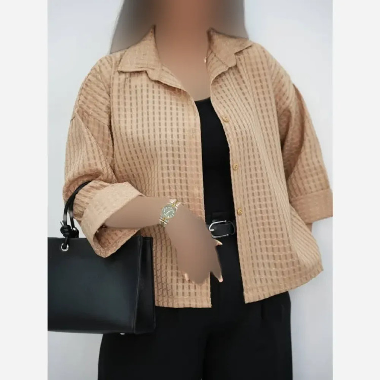 شومیز باکسی حصیری خنک زنانه فری سایز