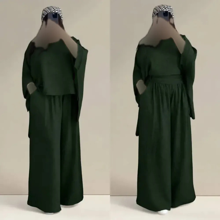 ست شومیز و شلوار زنانه جنس شانتون طرح کاشی سایز فری 38 تا 48