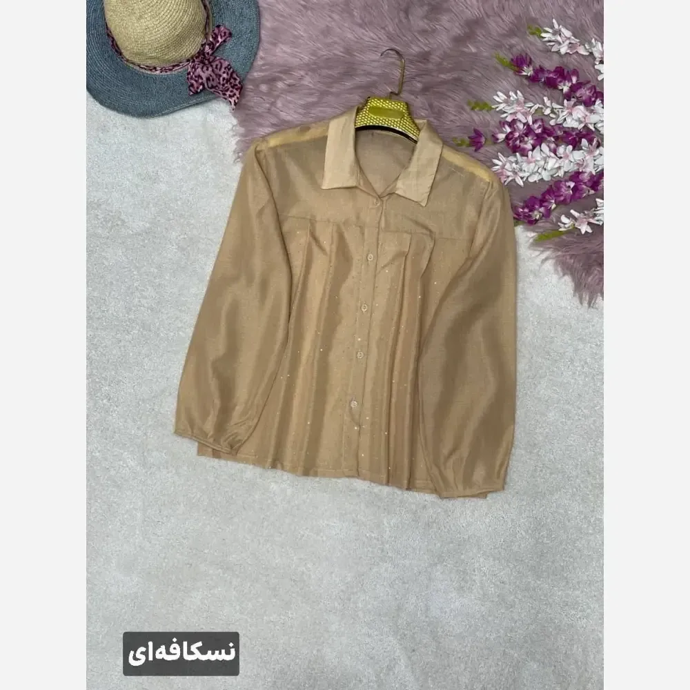 شومیز نگینی مهتا جنس شیشه ای نگین کوبی شده فری سایز