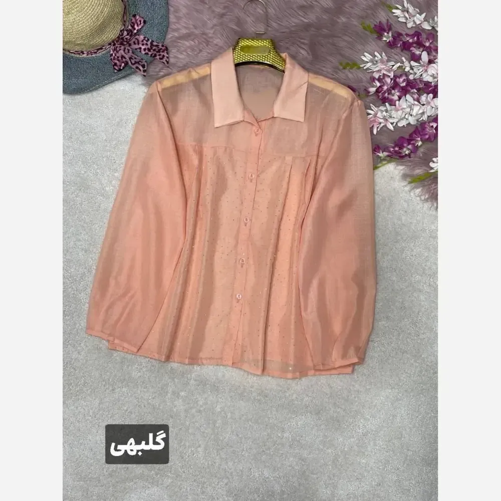 شومیز نگینی مهتا جنس شیشه ای نگین کوبی شده فری سایز