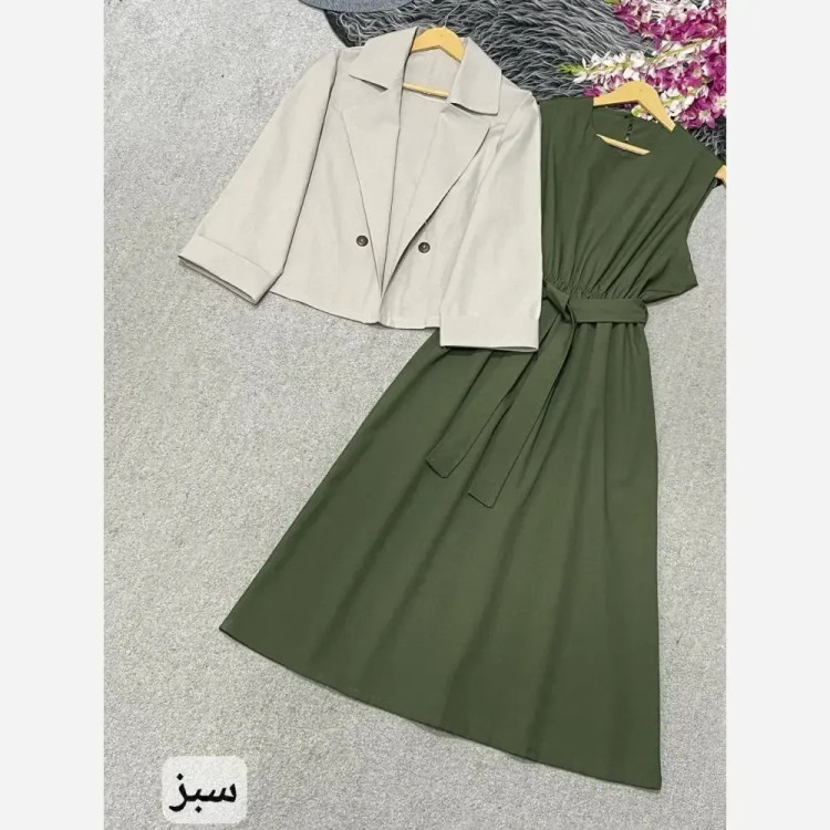 ست دوتیکه لنین آسو سایز 38 تا 46 رنگ مشکی شکلاتی کرم سبز آجری