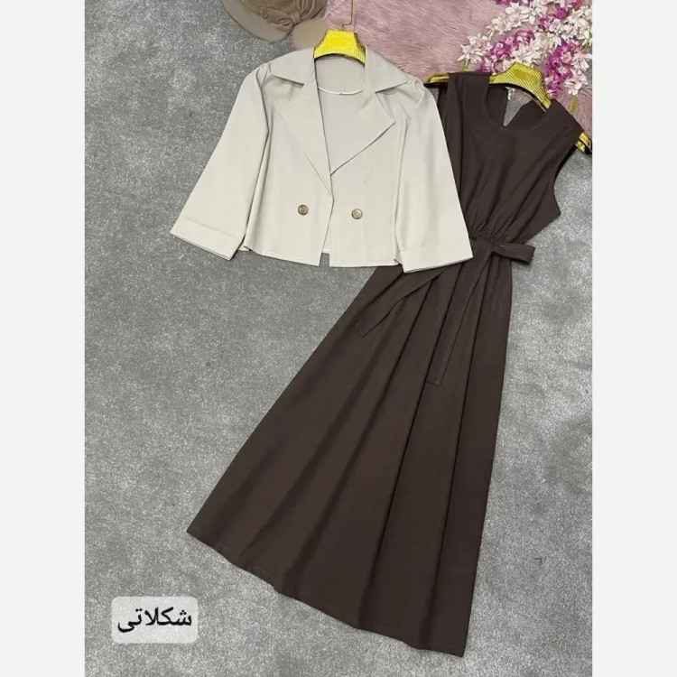 ست دوتیکه لنین آسو سایز 38 تا 46 رنگ مشکی شکلاتی کرم سبز آجری