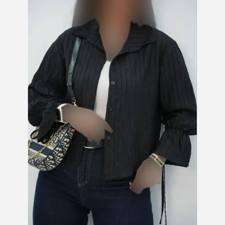 شومیز عروسکی زنانه جنس صوفیا شانتون راه راه فری سایز
