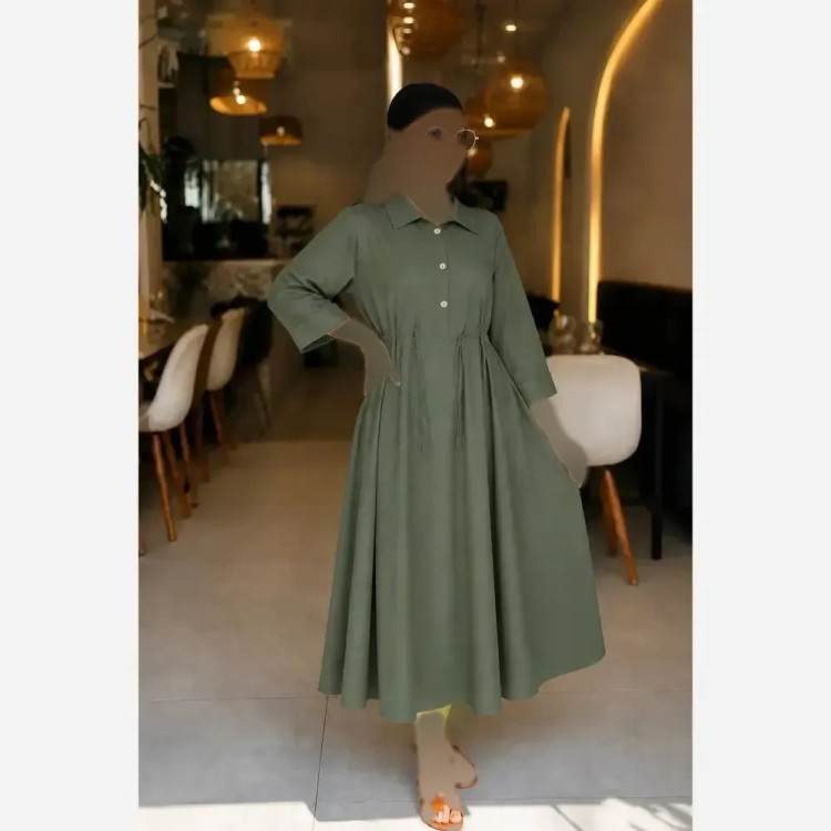 پیراهن لنین زنانه مدل سالومه سایز فری 38 تا 46