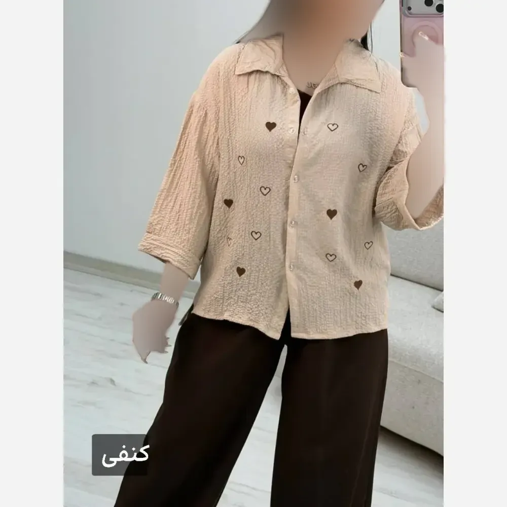 شومیز زنانه جاذبه قلبی جنس ینزی پفکی فری سایز
